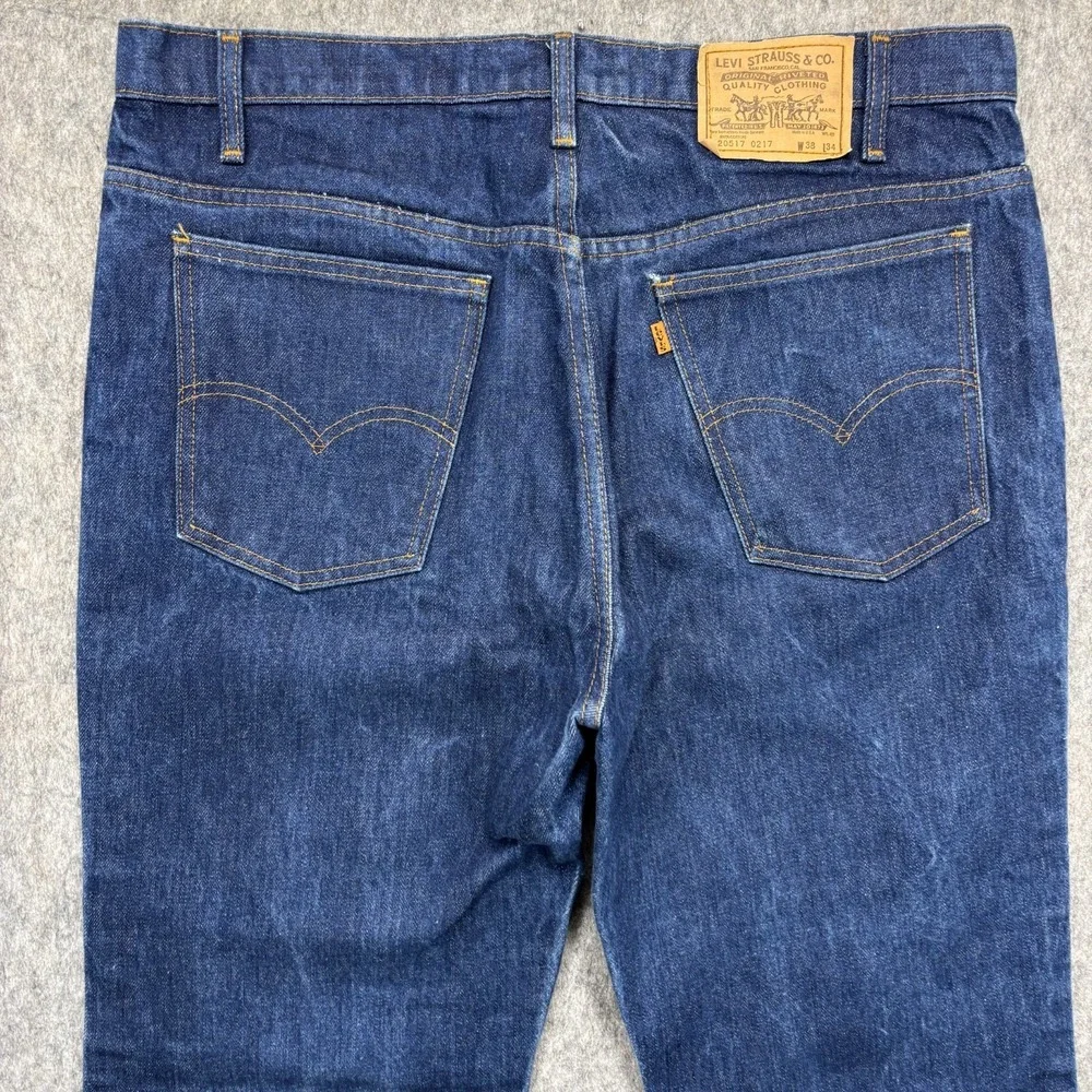 Vintage Levi's 20517 0217 Orange Tab 36x33 Blue Denim USA 80s Bootcut Western - Picture 12 of 16
